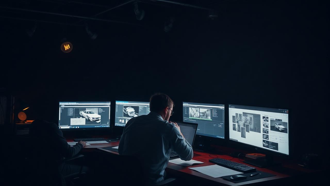 Equipo de producción trabajando en estudio